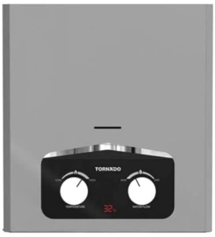 TORNADO Gas Water Heater 6 Liter without Chimney, Digital, Natural Gas, Silver GH-MP6SN-S