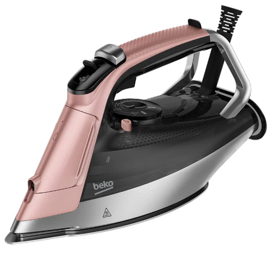 Beko Steam Iron, 3000 W, 270g/min, Capacity 350ml, Soft Glide, Vertical Ironing, Auto-Shut - Pink SIM 8130 P