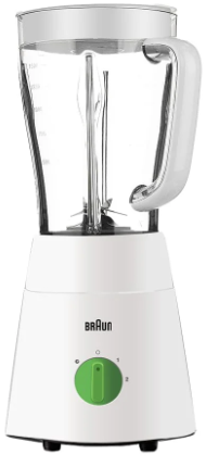 Braun 3-in-1 Jug Blender With 4 Blades Sytem, 500 Watts, 1.75L Maximum, 1.5L Working Capacity, With Chopper attachement, Grinder attachement, JB0123WH
