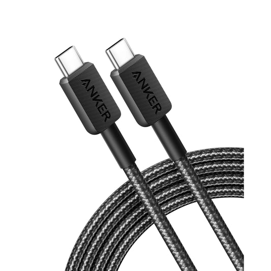 كابل أنكر 322 USB-C إلى USB-C (6 أقدام مضفر) – أسود (موديل AK7-1496)