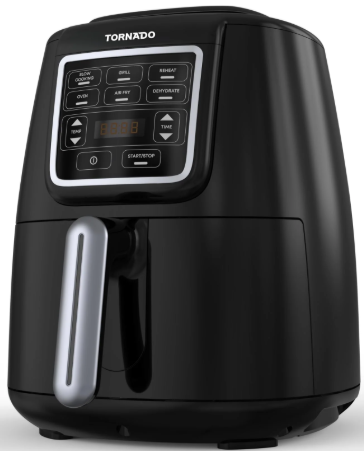 قلاية هوائية 1550 وات سعة 4 لتر من تورنيدو، لون أسود × فضي - THF-1554D-XL-BS