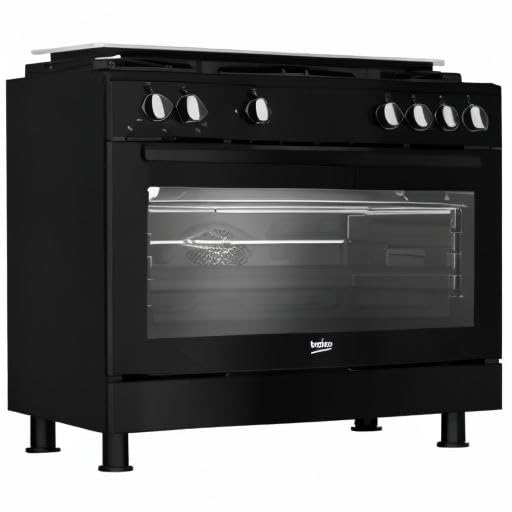 Beko Gas cooker, and oven 90 CM, 5 Burners & Gas Grill, cooling fan & distribution fan, Integrated Ignition, Free Standing - GGR15115DXNB