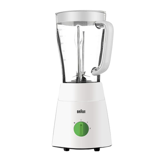 Braun 3-in-1 Jug Blender With 4 Blades Sytem, 500 Watts, 1.75L Maximum, 1.5L Working Capacity, With Chopper attachement, Grinder attachement, JB0123WH