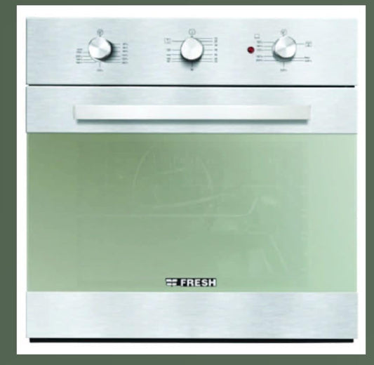 فرن فريش 60 سم بليت ان ستانلس غاز/ كهرباء سوفت GEOFR60CMS مع قلاية هوائية 9651