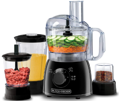 Black+decker 400w 29 function food processor with blender, mincer & grinder, black- KR43-B5