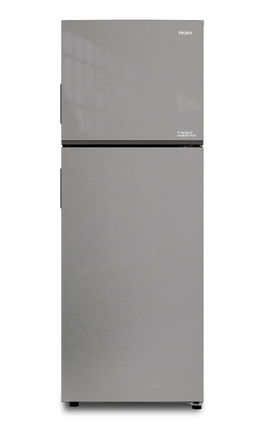 Haier 2-Door Refrigerator, With Chiller Zone system, Fresh Box, Deo Technology Filter, TWIN-Inverter 357 Liter - Sliver Metal Color, HRF-380TMSM (Silver)