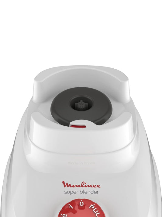 MOULINEX Blender, Super Blender 2 L Blender Smoothie Maker, Mixer, 700 W, 2 Attachments, White/Black, 2 Years Warranty, LM207128