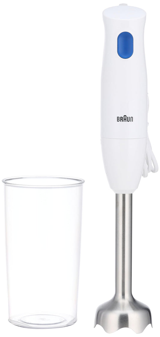 Braun MultiQuick 1 Hand Blender - Extra Light Purée Stick with Stainless Steel Mixing Base and EasyTwist System, Includes 600 ml Mixing and Measuring Cup, 450 Watt, White MQ10.001M WH