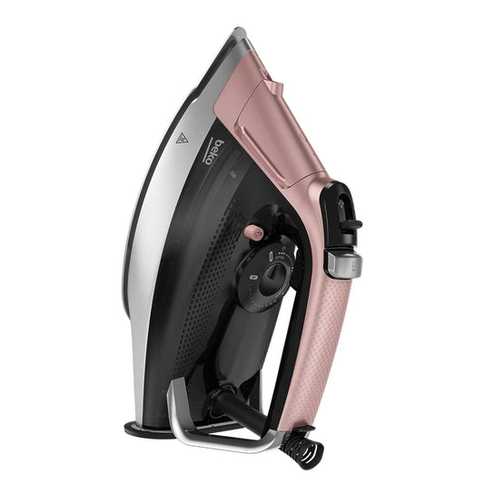 Beko Steam Iron, 3000 W, 270g/min, Capacity 350ml, Soft Glide, Vertical Ironing, Auto-Shut - Pink SIM 8130 P