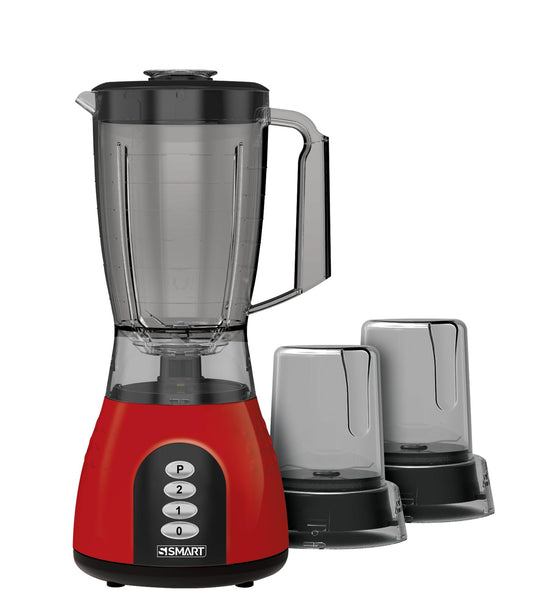 Smart 500 Watt Unbreakable Piano Blender with 2 Mills, 1.5 Liter Capacity, Red/Black SBL104PU