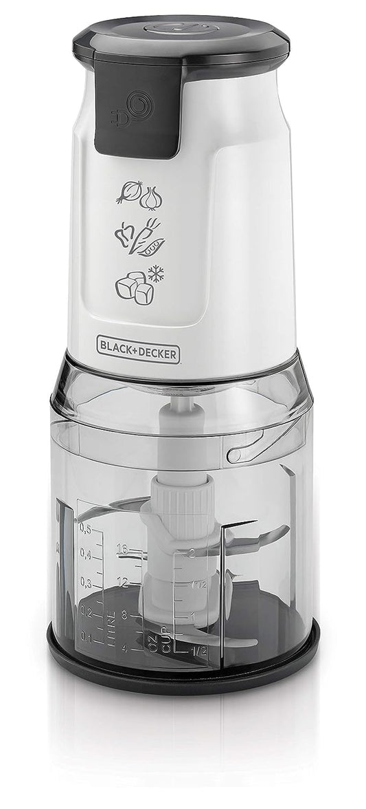 Black & Decker Vertical Dual Blade Chopper, 500 Watt, 500 ml- White FC300-B5