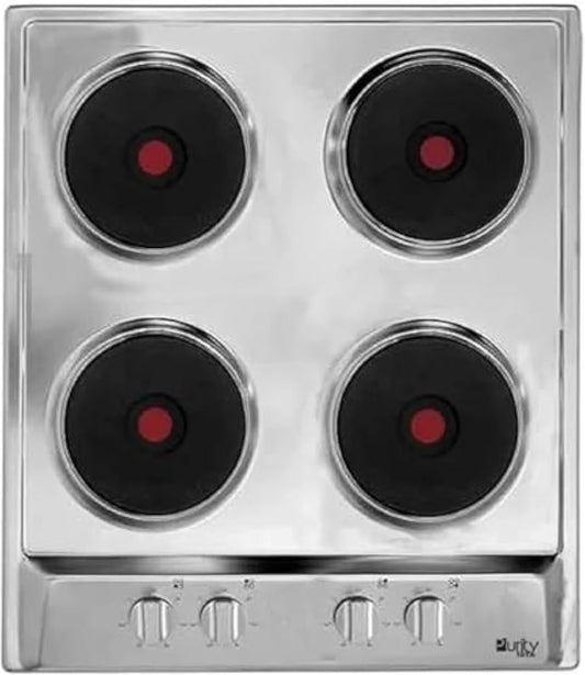 Purity Built-in Electric Cooktop – 60 cm, 4 Burners, Stainless Steel (HPT601S)