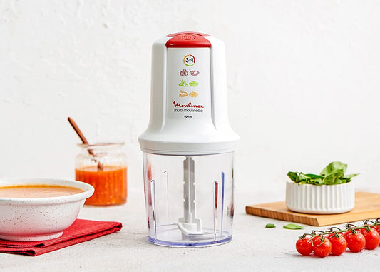 Moulinex multi moulinette chopper 3 in 1, 500 ml, 500 watt, white - at7191eg