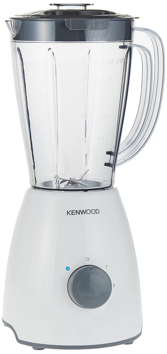 Kenwood Blender 400W Smoothie Blender/Smoothie Maker 1.5L Plastic Jar With Grinder Mill, Chopper Mill, Ice CrUSh Function White, BLP10.C0WH