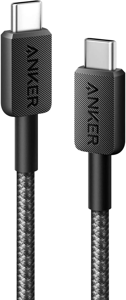 كابل أنكر 322 USB-C إلى USB-C (6 أقدام مضفر) – أسود (موديل AK7-1496)
