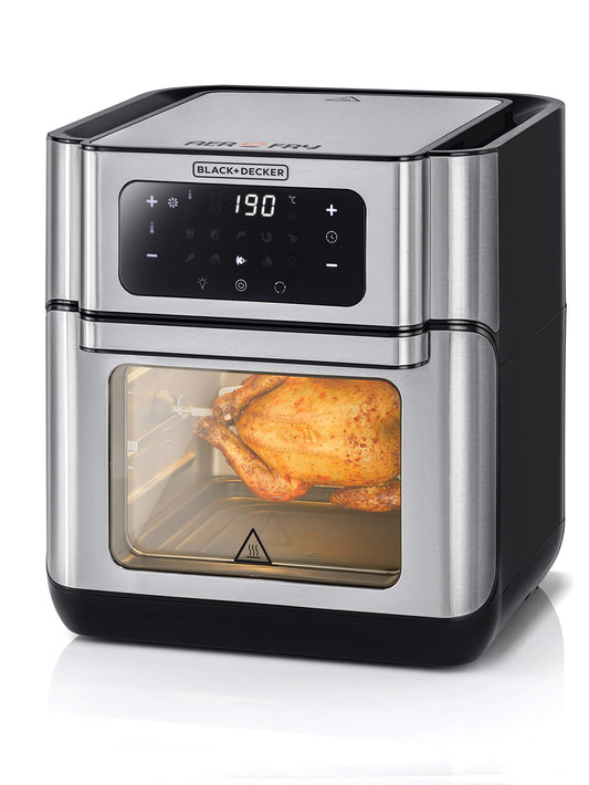Black+Decker Digital Air Fryer Oven Digital Temperature Control 10 Preset Programs 12L Silver - 220V supply voltage and 50Hz AOF100-B5
