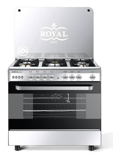 Royal Jazz Gas Stove, 5 Burners, Stainless Steel, 90×60 cm – Model 2010306