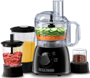 Black+decker 400w 29 function food processor with blender, mincer & grinder, black- KR43-B5